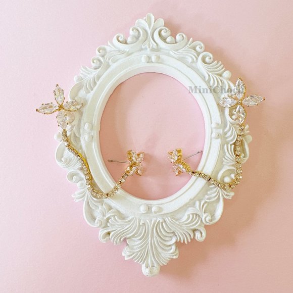 Cubic Zirconia Flower Cuff Earrings - Picture 4 of 9